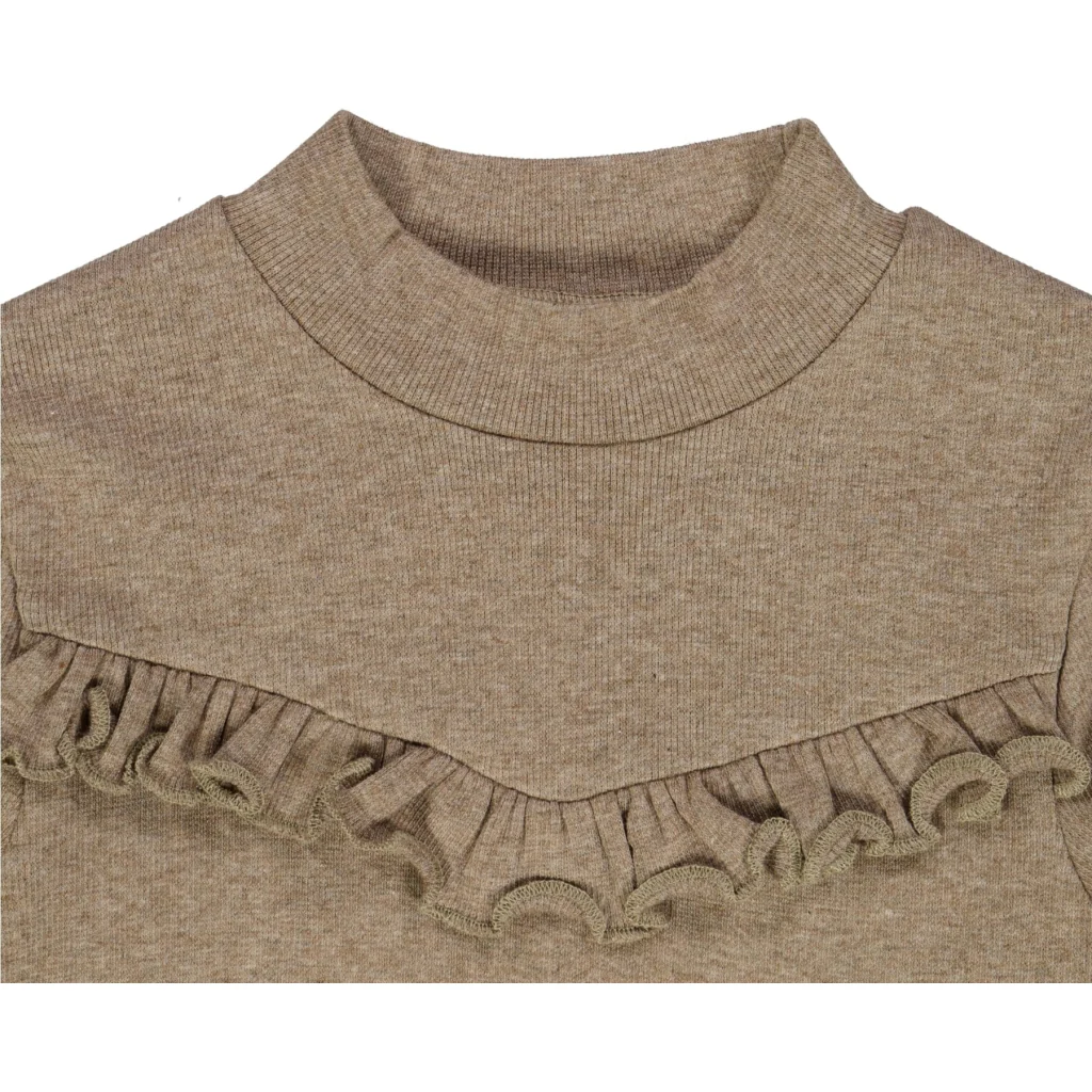 T-Shirt Rib Ruffle - khaki melange - Image 3