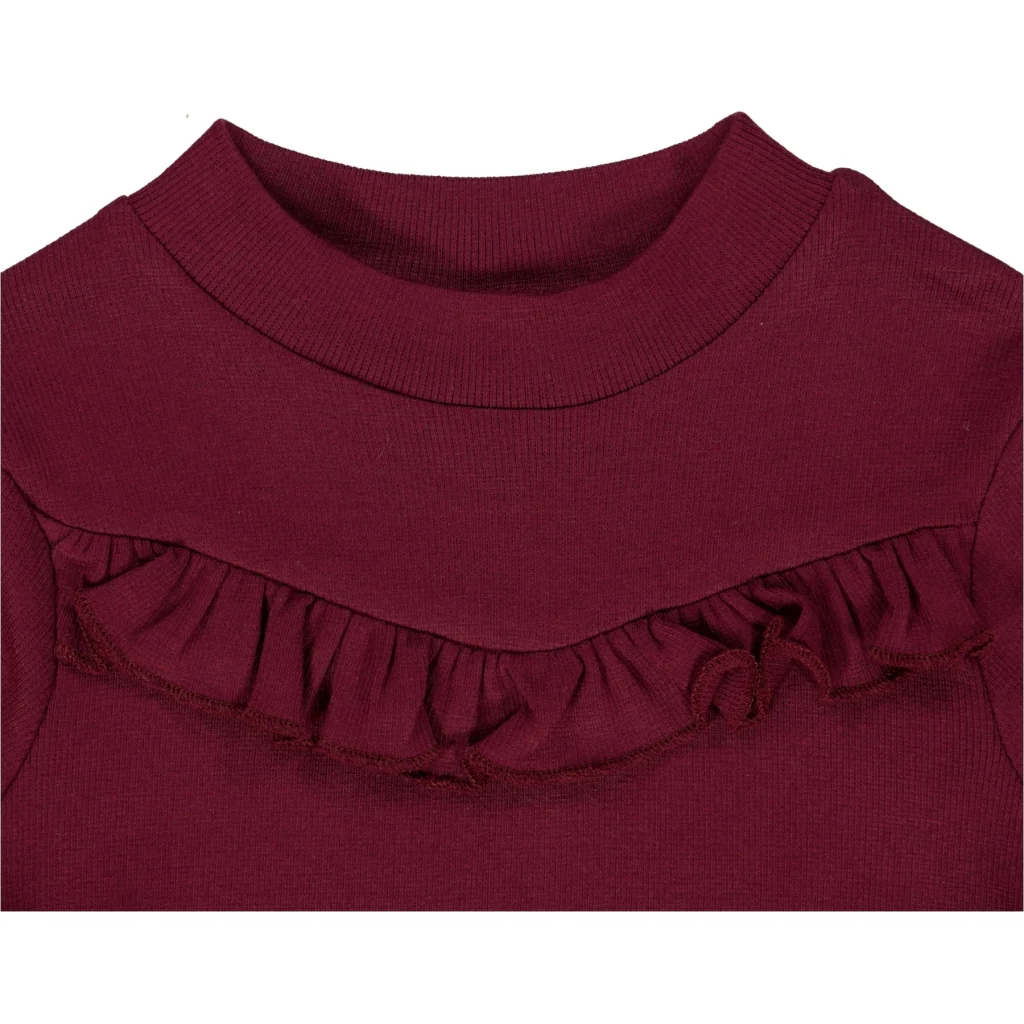 T-Shirt Rib Ruffle - red plum - Image 3