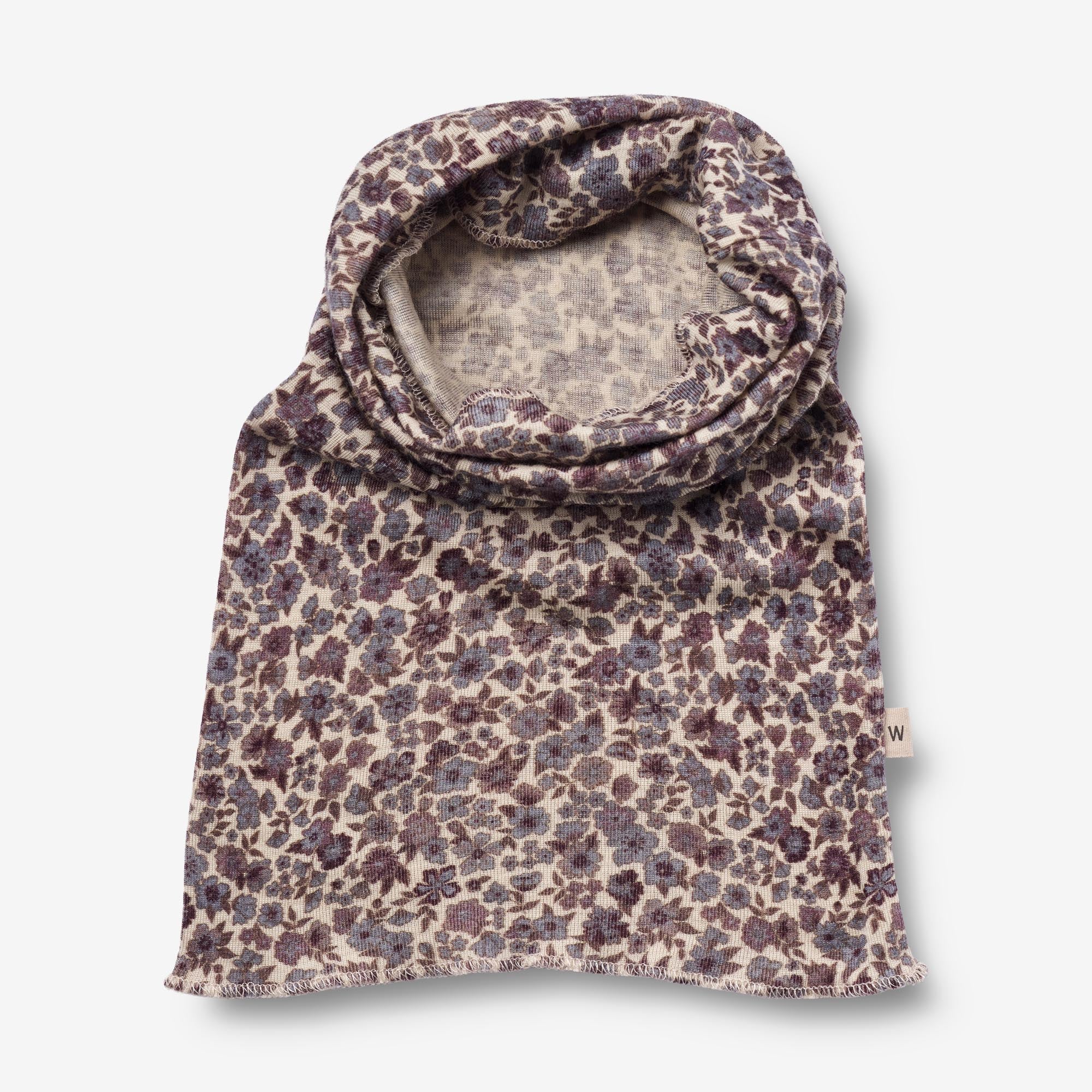 Wool Hat & Neckwarmer Arta - purple flowers - Image 2