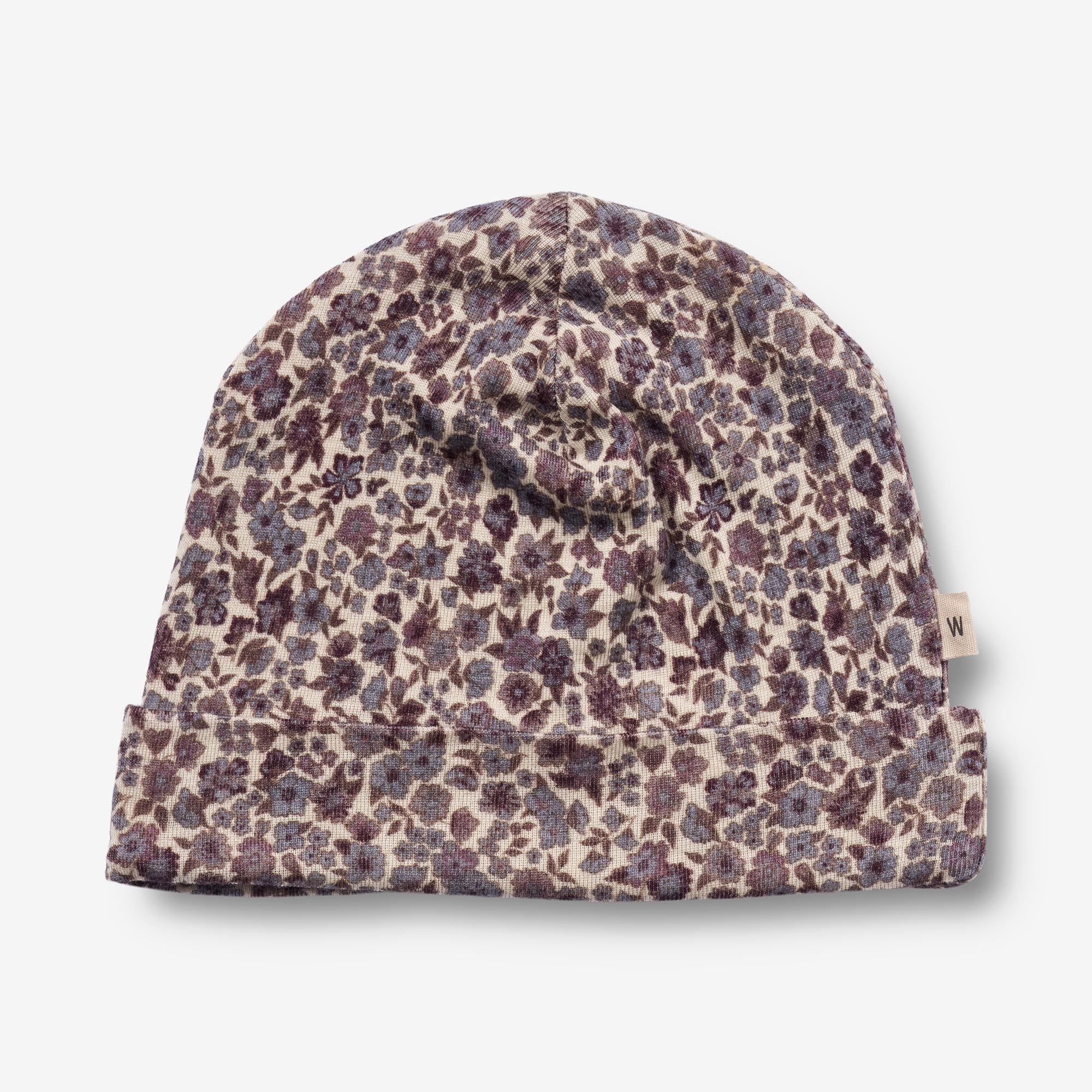 Wool Hat & Neckwarmer Arta - purple flowers - Image 4