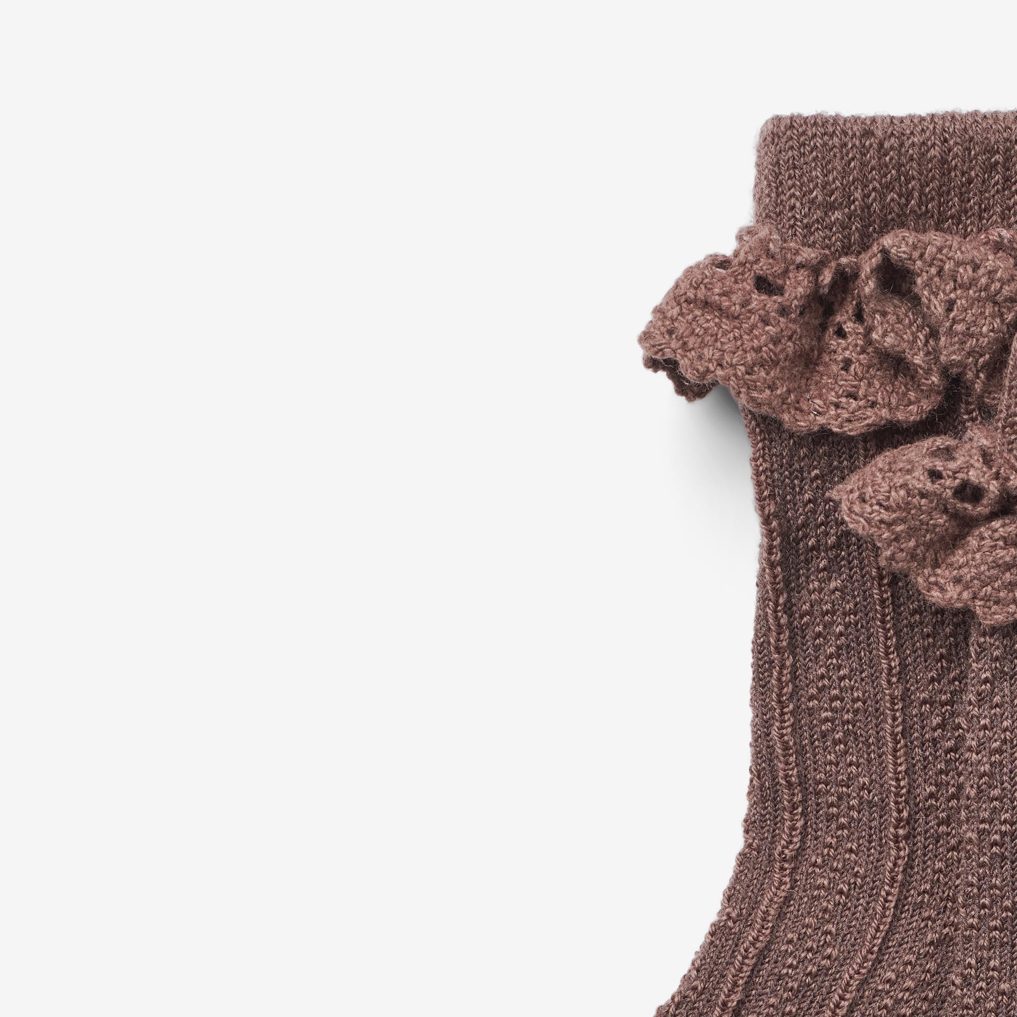 Wool Lace Socks Nora - shadow brown - Image 3