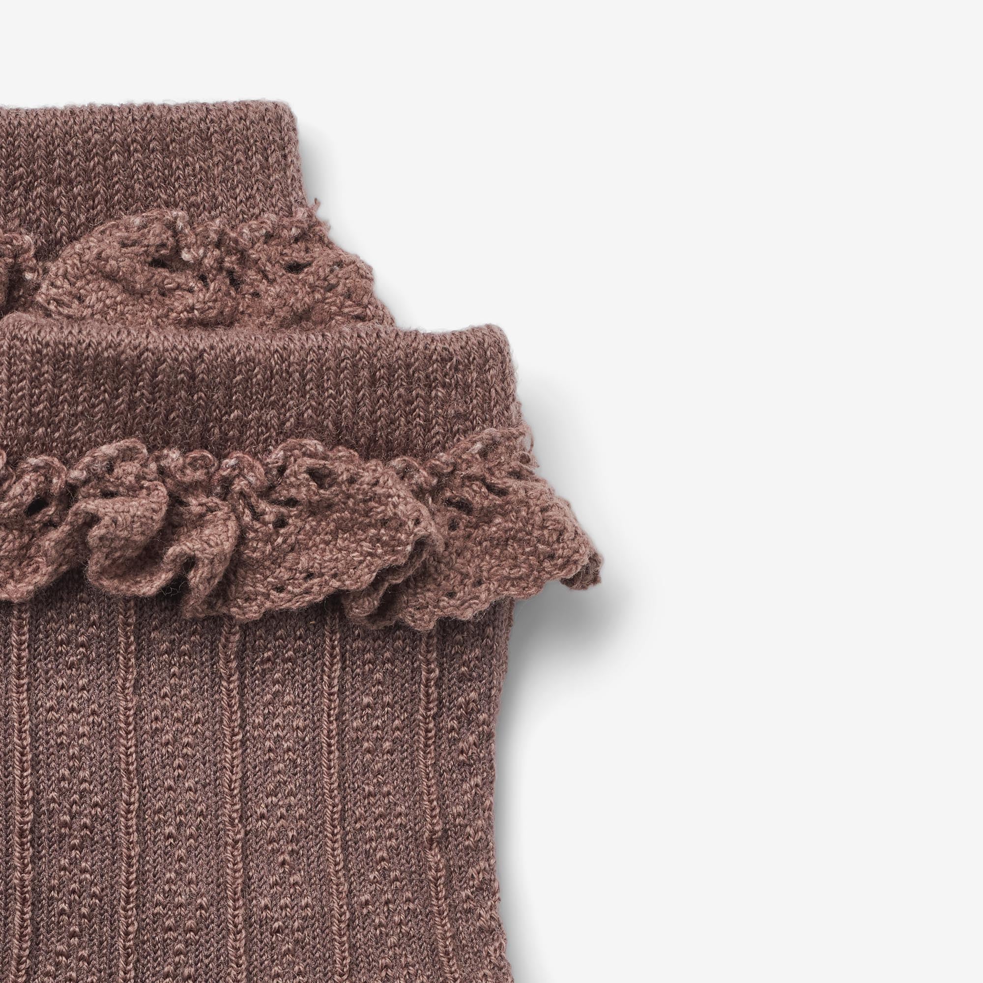 Wool Lace Socks Nora - shadow brown - Image 4