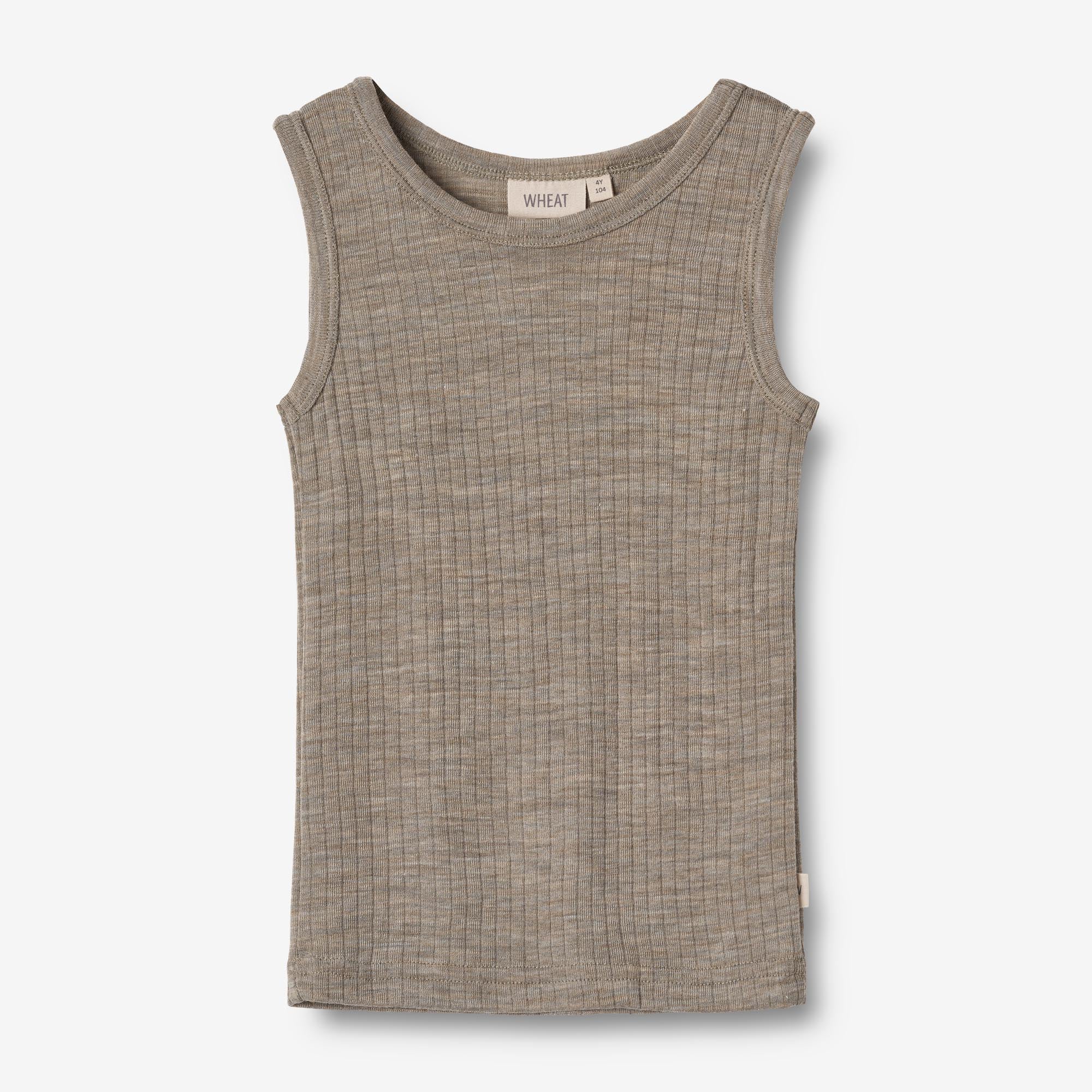 Wool Silk Singlet Iggy - khaki melange
