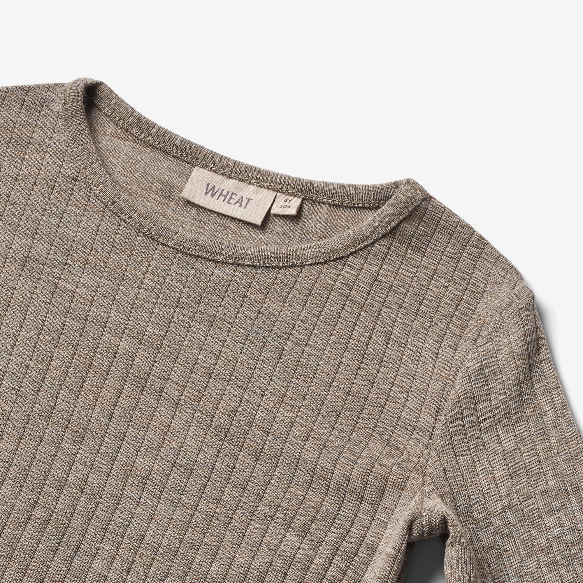 Wool Silk t-shirt L/S Alfie - khaki melange - Image 3