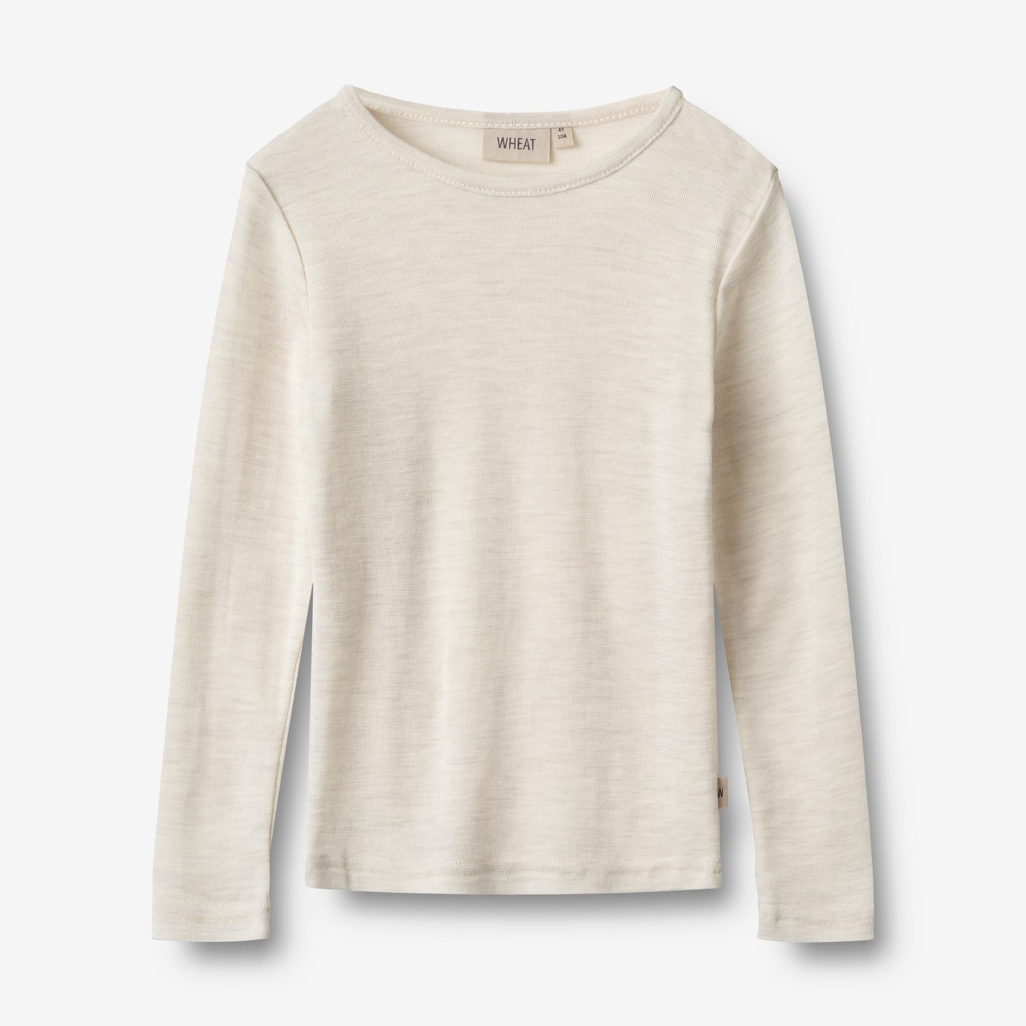 Wool T-Shirt L/S Alfie - eggshell melange
