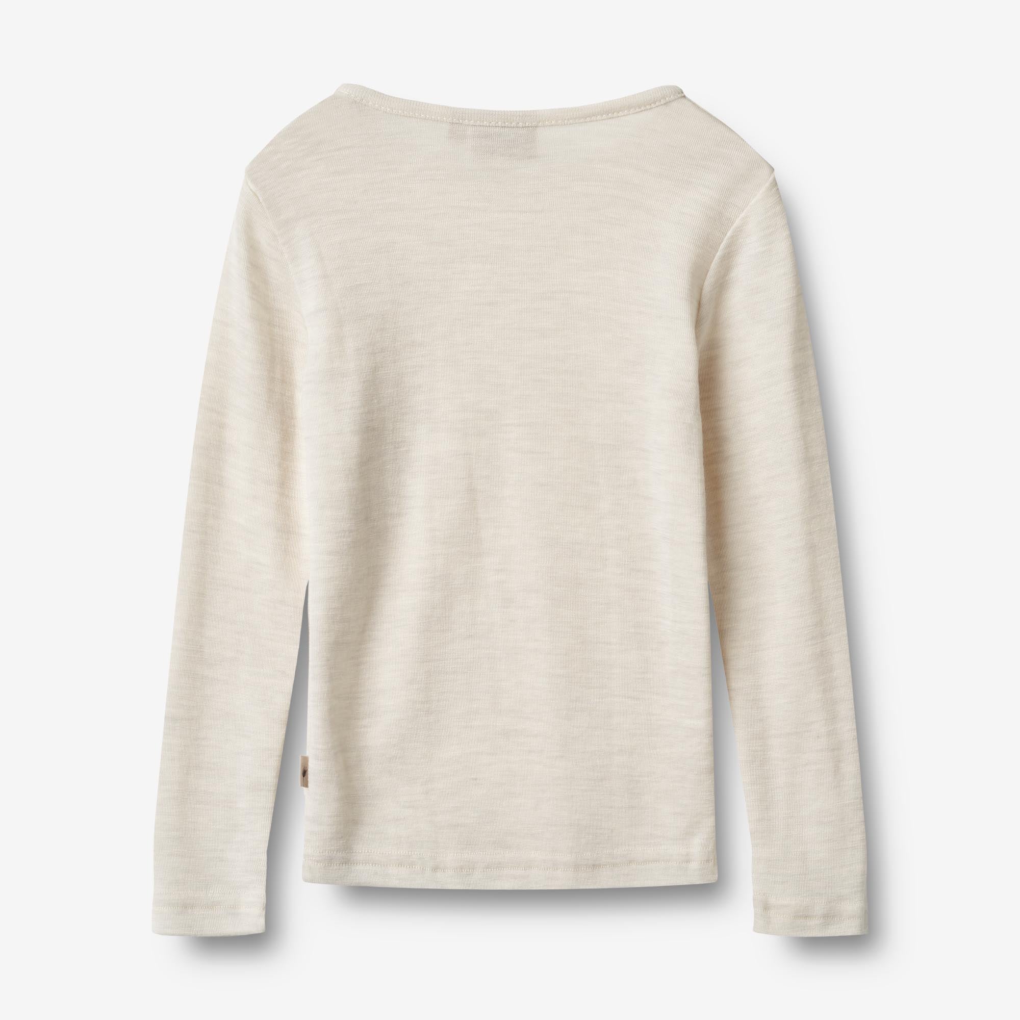Wool T-Shirt L/S Alfie - eggshell melange - Image 2