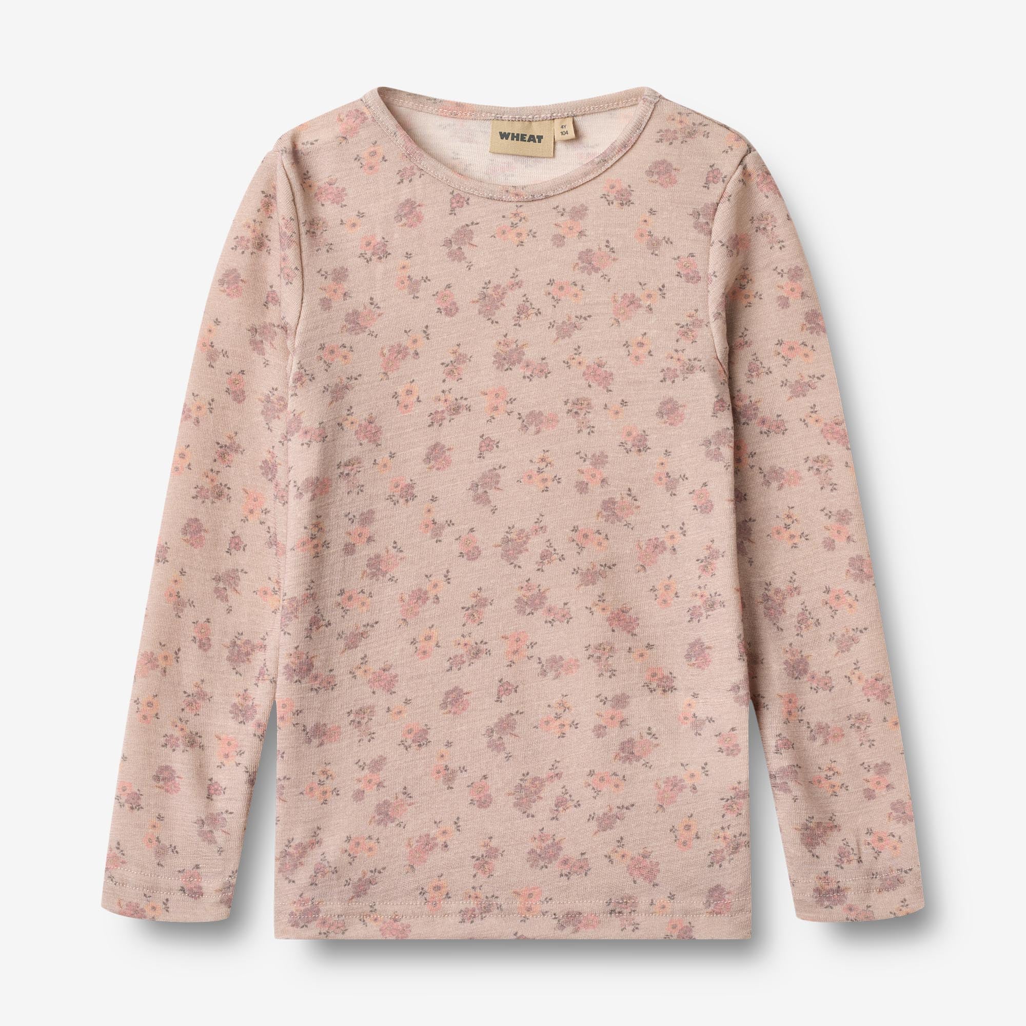 Wool T-Shirt L/S Alfie - lilac flowers
