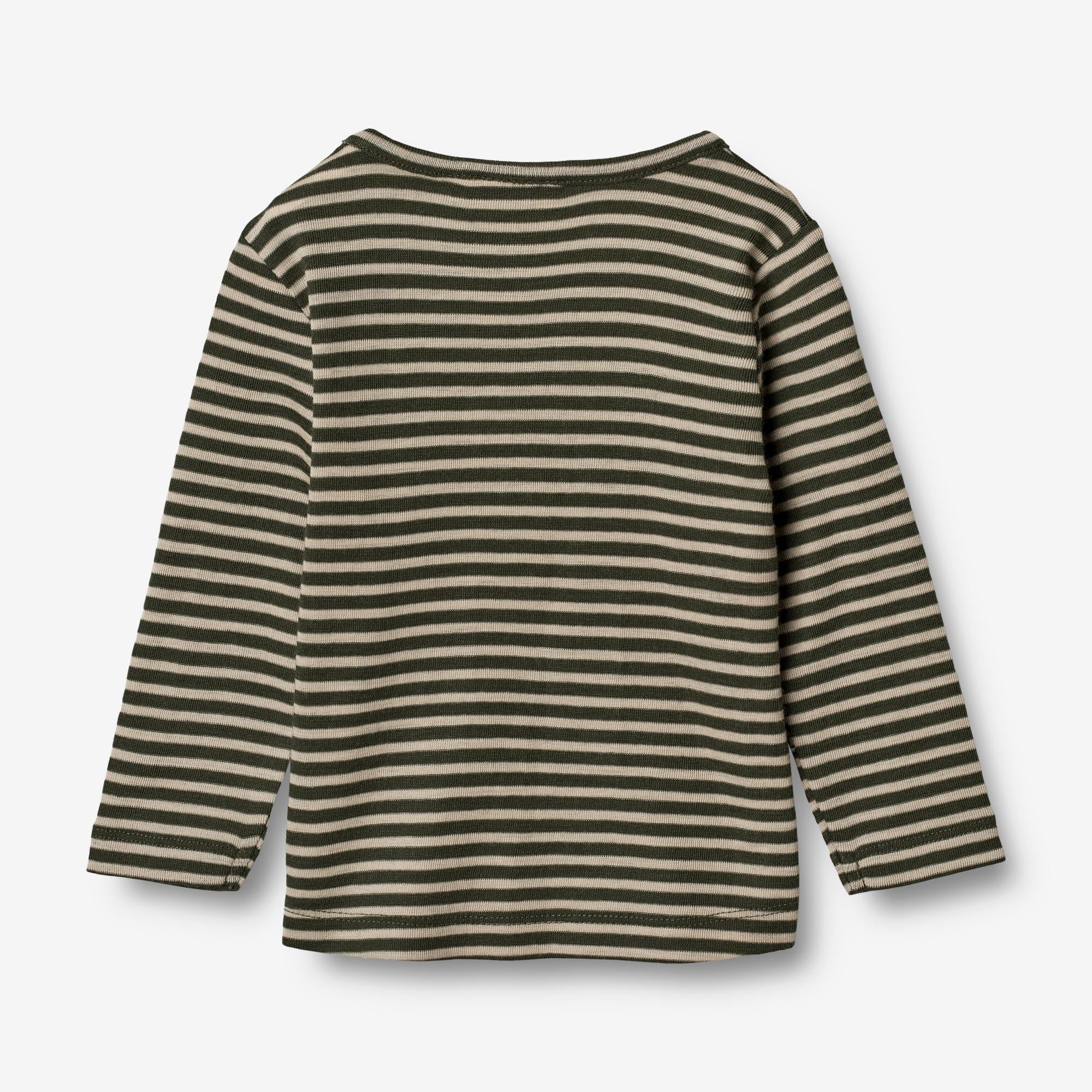 Wool T-Shirt LS | Baby - green stripe - Image 2