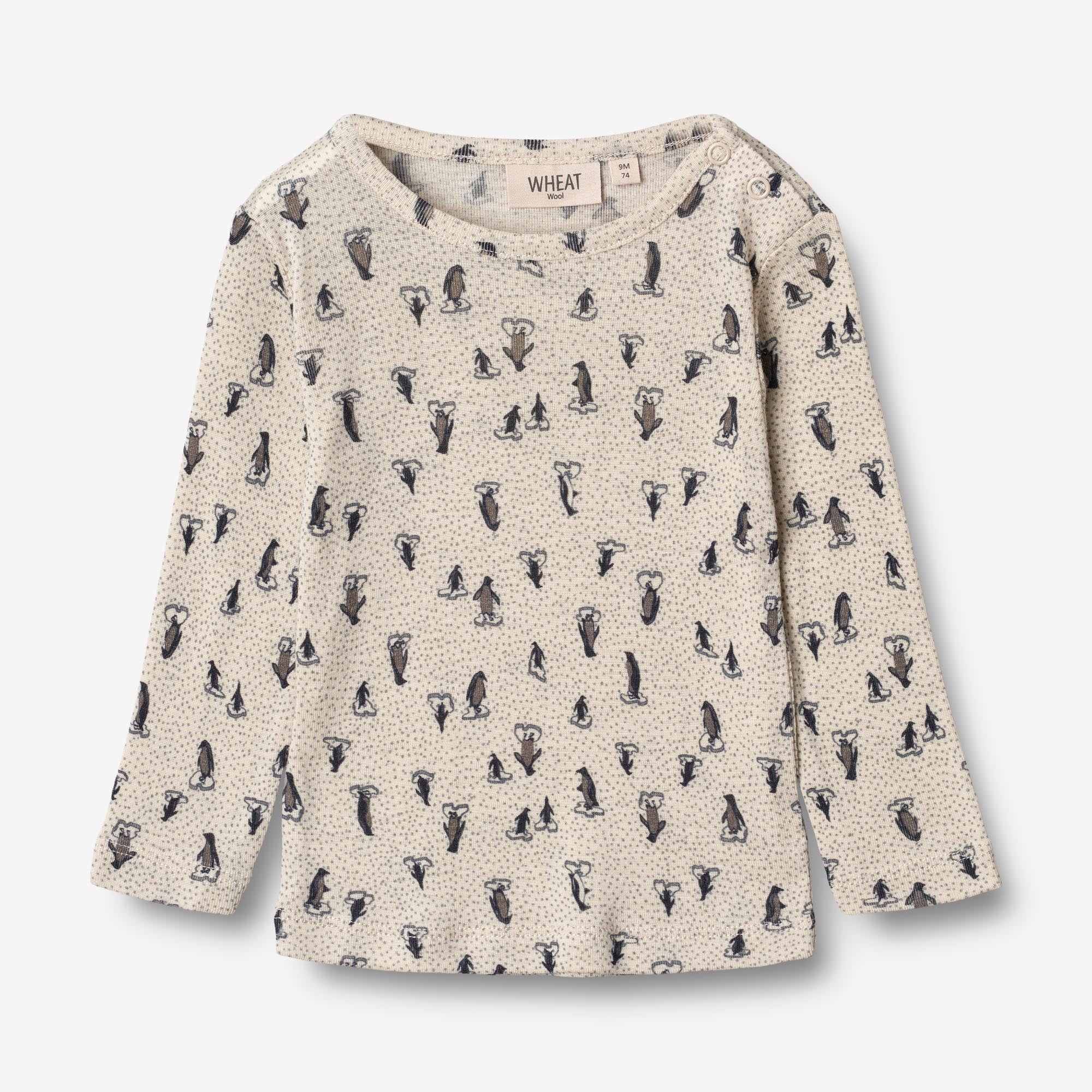 Wool T-Shirt LS | Baby - penguins on ice